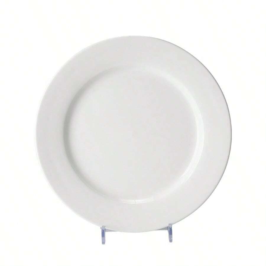 1pc Ceramic Dinner Plate, Western Style White Buffet Plate For Home Use - White - View 1