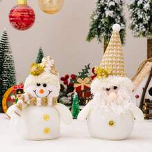 Santa's Joy: White Snowman Christmas Decoration, Plush Santa Claus Toy - Perfect Christmas Gift And Festive Decoration - White - View 1