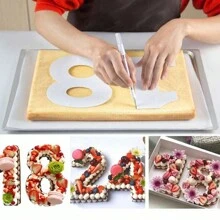 9入組（4/6/8/10）英寸數字形蛋糕模,生日蛋糕烘焙模板diy烘焙工具套裝 - 白色 - 查看 1