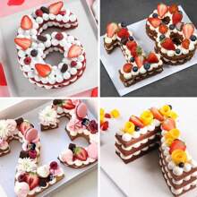 9入組（4/6/8/10）英寸數字形蛋糕模,生日蛋糕烘焙模板diy烘焙工具套裝 - 白色 - 查看 6