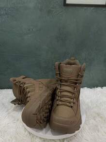 男款戶外作戰軍訓登山靴,適用於攀登雪地和荒野探險運動靴 - 棕色 - 查看 4
