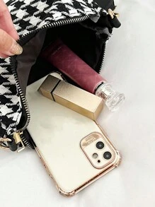 Lightweight And Easy To Carry, Fashionable Houndstooth Pattern, Made Of Polyester, With A Small Wallet, Women's Shoulder Bag, Suitable For College Students, Shopping, Travel, And Daily Commuting, Also Suitable For Teenagers, Women, And College Students, An Ideal Choice For Office, Work, Business, And Commuting. - Black and White - View 9
