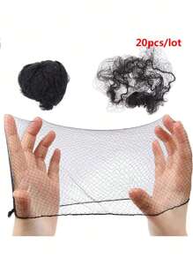 20 piezas de Redecillas de cabello ultraligeras y casi invisibles de color marrón claro, cubrecolas para azafatas, enfermeras, baile, redecillas elásticas para el cabello, sujetadores de cola de caballo, bandas elásticas para el cabello, scrunchies, cuerda para el cabello, colas de caballo elásticas