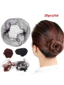 20 piezas de Redecillas de cabello ultraligeras y casi invisibles de color marrón claro, cubrecolas para azafatas, enfermeras, baile, redecillas elásticas para el cabello, sujetadores de cola de caballo, bandas elásticas para el cabello, scrunchies, cuerda para el cabello, colas de caballo elásticas
