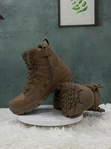 男款戶外作戰軍訓登山靴,適用於攀登雪地和荒野探險運動靴 - 棕色 - 查看 5