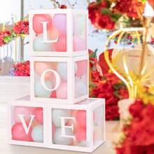 4入組透明可摺疊禮品盒,情人節愛心禮品盒,驚喜透明盒子 - 白色 - 查看 1