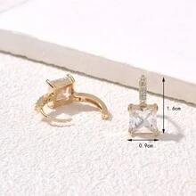 2 Miếng Mạ vàng Đồng & Khối Zirconia  Bông tai stud , Châu Âu và Châu Mỹ Phong cách Của phụ nữ Mặc hàng ngày Hoa tai - Nhiều màu - Xem 4