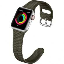 Compatible With Apple Watch Band Series 6 38mm 40mm 42mm 44mm For Women Men, Comfortable Flexible Textured Weave Pattern Sport Wristband Compatible With Apple Watch SE Series 6 5 4 3 2 1 - Army Green - View 1