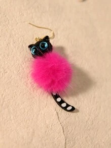 Brincos de pelúcia de gato preto 3D, brincos fofos, divertidos, realistas e exagerados de férias, presente para ela, presente para adolescentes, Natal, presente exclusivo, outono/inverno, presente de Natal, brincos de dia dos namorados, presente de dia dos namorados, presente de Natal