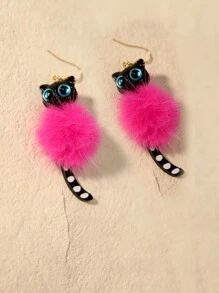 Brincos de pelúcia de gato preto 3D, brincos fofos, divertidos, realistas e exagerados de férias, presente para ela, presente para adolescentes, Natal, presente exclusivo, outono/inverno, presente de Natal, brincos de dia dos namorados, presente de dia dos namorados, presente de Natal