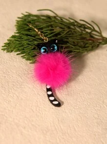 Brincos de pelúcia de gato preto 3D, brincos fofos, divertidos, realistas e exagerados de férias, presente para ela, presente para adolescentes, Natal, presente exclusivo, outono/inverno, presente de Natal, brincos de dia dos namorados, presente de dia dos namorados, presente de Natal