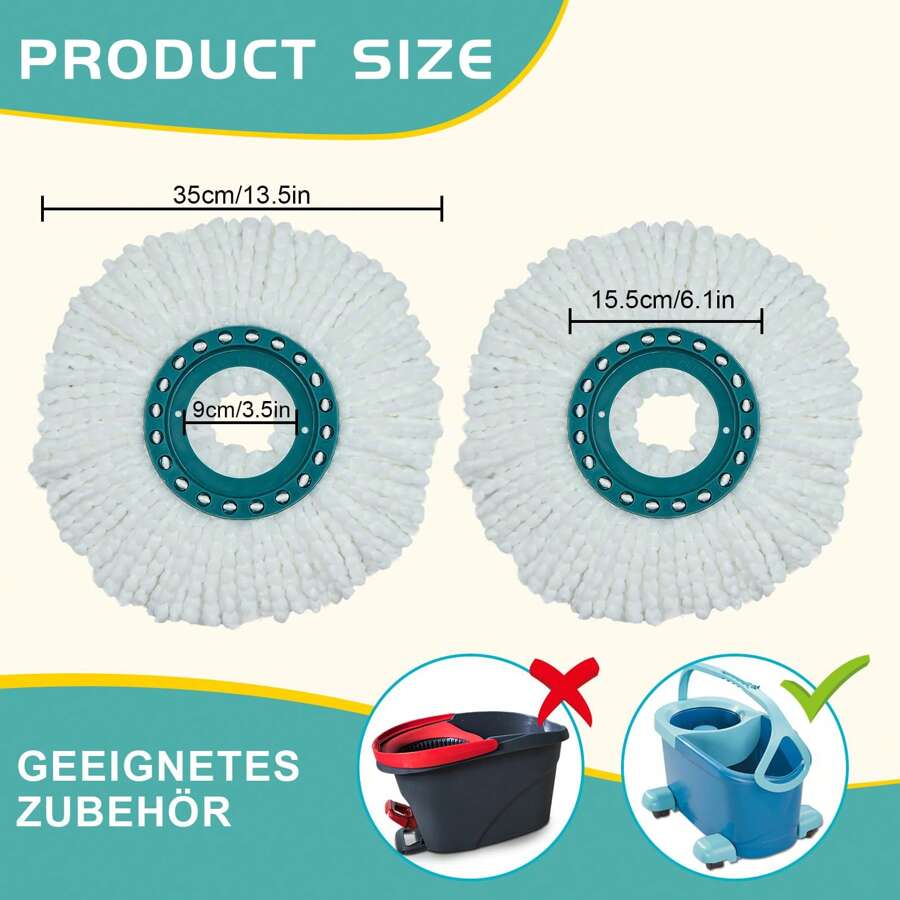 Pack Of 2 Mop Replacement Compatible With Leifheit Clean Twist Disc Mop