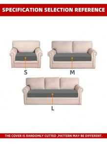 1pc Solid Color Stretchy Sofa Seat Cushion Cover, Modern Polyester Sofa Cushion Cover For Home - Grey - View 5