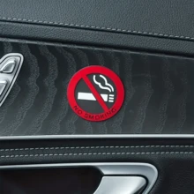 3/5 piezas Pegatinas de no fumar para coche, estilo redondo con señal roja, pegatinas de vinilo para auto, motocicleta, hogar, pared, exterior, accesorios de coche - Rojo - Ver 6