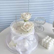 1pc Shiny Organza Ribbon For Cake, Gift, Flower Decoration And Wrapping - White - View 3