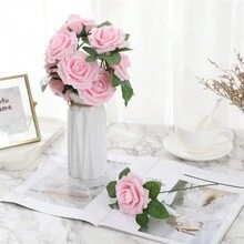 50pcs Artificial Roses With Stem For Diy Bouquets, Corsages, Weddings, Showers, Parties, Festivals, Suitable For Bridal Engagement, Bachelor Party And Anniversaries Decorations - Multicolor - View 5