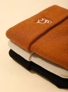 3pcs Baby Dinosaur Embroidery Knitted Hats - Multicolor - View 5