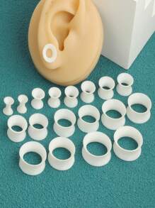 20PCS Piercing Tunnel Set Black Soft/Hard Silicone Ear Gauges Flesh Ear Plugs 6mm-24/25mm Flexible Ear Stretching Gauge Expander mix 10 size - silicone ear tunnels - View 9