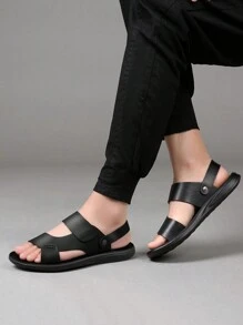 全新男士夏季涼鞋,雙用途防滑軟底戶外和休閒沙灘拖鞋 - 黑色 - 查看 2