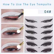 24 pares de plantillas de delineador de ojos y sombras de ojos, plantilla de maquillaje rápido para ojos ahumados y delineado de ojos de gato, herramienta de maquillaje, decoración de habitación, tocador, viaje, dormitorio, accesorios de maquillaje, regalos, regalos para mujeres, regalos de Navidad - Negro - Ver 5