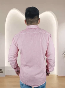 Camisa Masculina Manga Longa - Vermelho - Visão 4