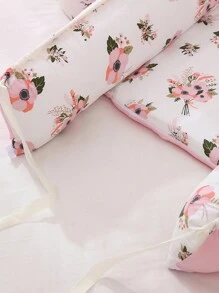 1 pièce de nid douillet pour bébé avec motif floral, avec oreiller, pour lit de nouveau-né, pliable, lavable, portable, berceau d'amour pour la Saint-Valentin