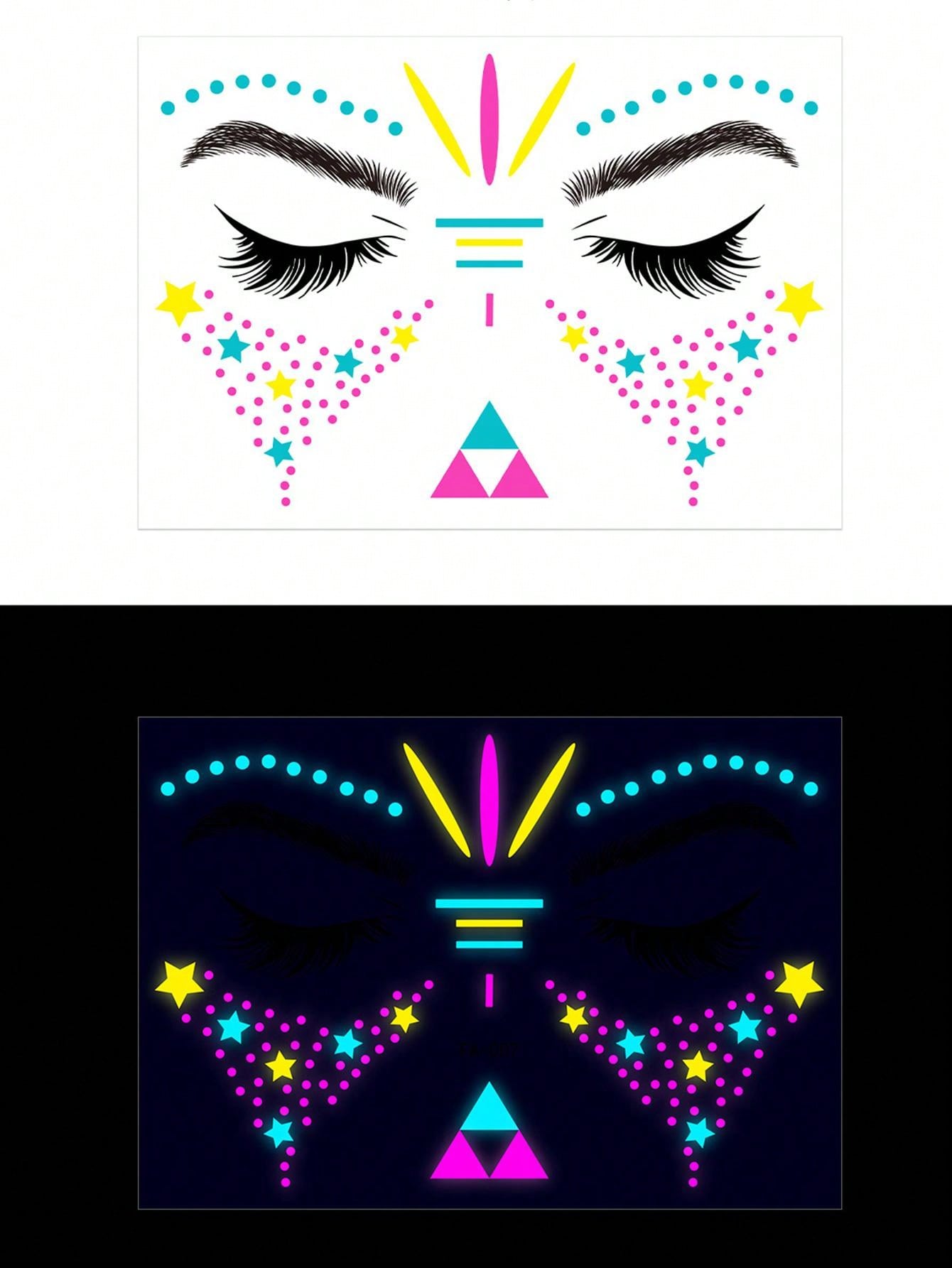 Waterproof Temporary Tattoo Sticker Masquerade Neon Fluorescent Face