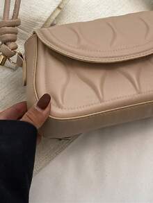 Ladies' Simple And Fashionable Glossy Pleated Shoulder Bag - Khaki - View 8