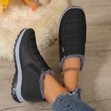 新款冬季鞋子加厚保暖,輕巧舒適,中老年女性冬季防寒滑雪靴,適用於秋冬季節 - 黑色 - 查看 2