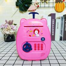 手提箱造型大号存钱罐玩具，创意塑料防盗储蓄罐，带自动取钞口，移动金库，圣诞节生日礼物，指纹验证密码锁，多种音乐可选，不含3节AA电池，圣诞节生日礼物 - 粉色 - 查看 8