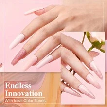 法式指甲藝術美甲,4色丙烯酸浸漬系統液體套裝,具有底層上層激活劑全能型,適用於美甲沙龍diy初學者延伸套裝 - 玫紅色 - 查看 3