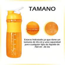 Botella Mezcladora Shaker Gym Deporte Termo Proteina - Naranja - Ver 3