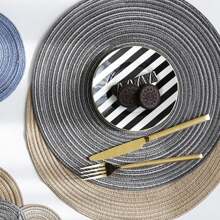 Braided Round Placemats Set Of 6 Dining Table Mats 36cm Diameter Heat Resistant Stain Resistant Non-Slip Washable For Home Restaurant Kitchen Cafe - Dark Grey - View 2