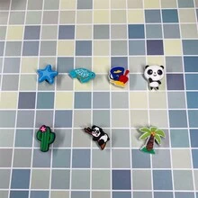 1組7件熊貓和烏龜卡通設計鞋帶吊飾,適合海灘假期,diy 裝飾 - 彩色 - 查看 9