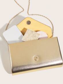 豪華晚宴包,晚禮包華麗,優雅,精緻,安靜的豪華pu和閃粉裝飾的女式手拿包,方形包袋,深褶飾紋,適用於女士,party女孩,新娘,適用於派對,婚禮,舞會,晚宴/宴會,最佳禮物給女人媽媽老師朋友伴郎 - 金色 - 查看 7