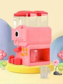 1入組粉色恐龍兒童雙重噴泉模擬家庭玩具,迷你模擬廚房套裝果汁飲料冷卻器玩具 - 粉色 - 查看 4