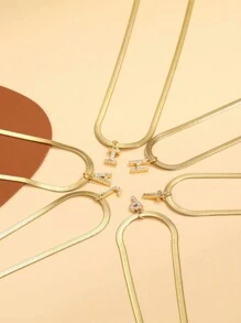 26 Letters Creative Simple Copper Inlaid Pendant Clavicle Chain For Vacation/party/dating Gift Daily Wear - I - View 4