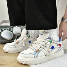 1 雙新款男士休閒運動鞋流行滑冰鞋跑步鞋學生 - 米色 - 查看 4