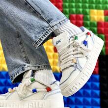 1 雙新款男士休閒運動鞋流行滑冰鞋跑步鞋學生 - 米色 - 查看 5