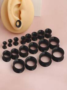 20PCS Piercing Tunnel Set Black Soft/Hard Silicone Ear Gauges Flesh Ear Plugs 6mm-24/25mm Flexible Ear Stretching Gauge Expander mix 10 size - silicone ear tunnels - View 14