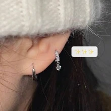 1 件/2 件迷你锆石水晶环状耳环，闪亮泪珠吊坠耳钉，小巧圆形钻石耳钉，小环状耳环，适合耳洞，适合日常佩戴