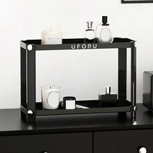 Bathroom Organizer Worktops Perfume Organizer Makeup Organizer Cosmetics Storage Display Rack 2/3 Layer Vanity Tray - Elegant black - View 1