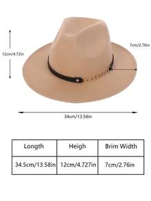 1pc Beige Ladies' Chain Accessory Fashionable Casual Jazz Hat For Daily Wear - Beige - View 4