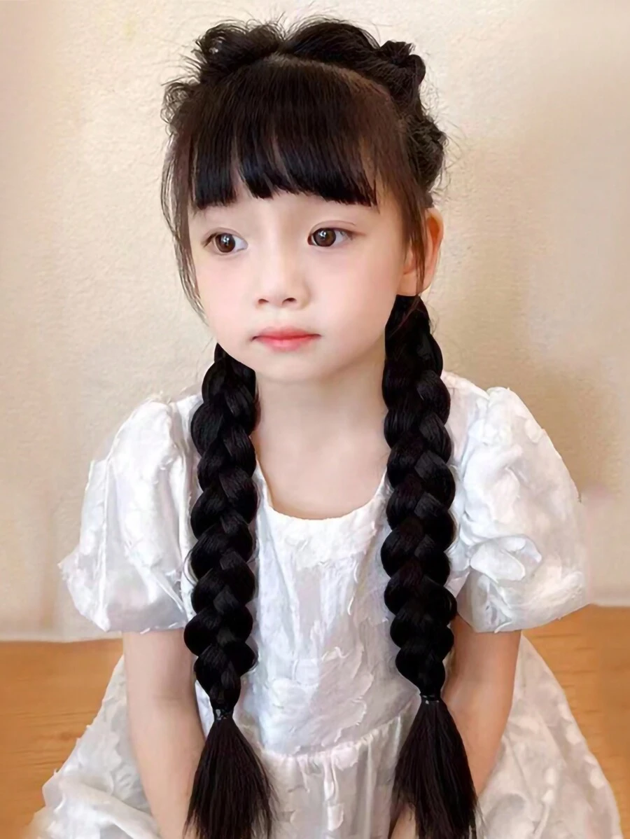 2 件兒童髮辮、扭曲辮子、甜美可愛的辮子髮帶 - 黑色 - 查看 1