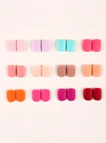 288入組啞面亞麻仁型仿真美甲指甲貼,12色實色假指甲,適用於美甲裝飾diy - 彩色 - 查看 3