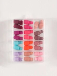 288入組啞面亞麻仁型仿真美甲指甲貼,12色實色假指甲,適用於美甲裝飾diy - 彩色 - 查看 2