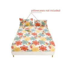 1pc Printed Fitted Sheet Thick Brushed Anti-Slip Bed Cover With Elastic Band (Without Pillowcase) - flowers - View 4