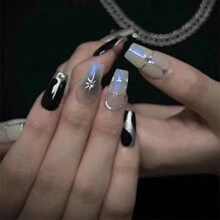 10入組夢幻y2k千禧系列魔鏡粉紅色假指甲,深色甜美&酷炫指甲藝術可穿戴 - 彩色 - 查看 4