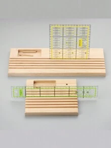 Wooden Quilting Ruler Rack, Ruler Holder Storage Wood Spools Rack Space-Saving Ruler Holder Storage Sewing Ruler Stand Organizer for DIY Sewing Tool Large Pins - 36cm - View 3