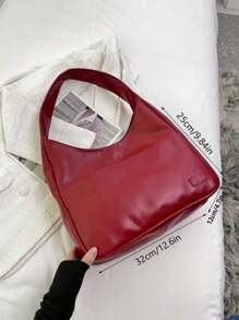 Lightweight,Business Casual Versatile Retro Style Slouchy Wind Shoulder Bag, Fashionable Bucket Bag , Burgundy Bag, Bag, & New Year Ideal Gift Gift Bag For Teen Girls Women College Student,Rookies & White-Collar Workers Perfect For Office,Work ,Business,Commute,College,Middle School, High School, Fashionable Burgundy Bag - Burgundy - View 5